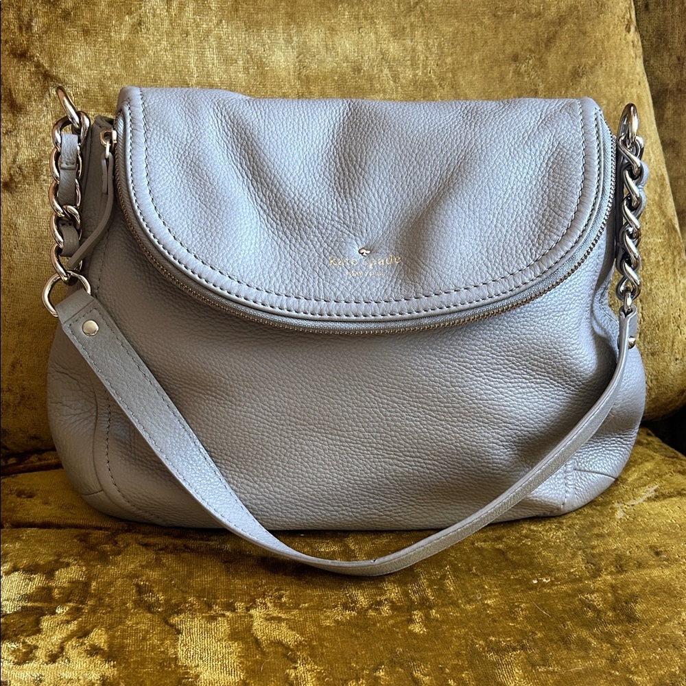 Gray Leather Shoulder Bag